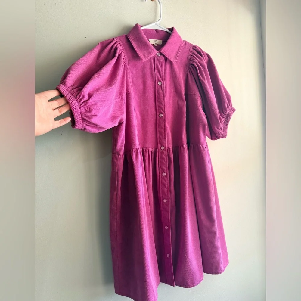 Entro Bright Pink Corduroy-Effect Collared Top